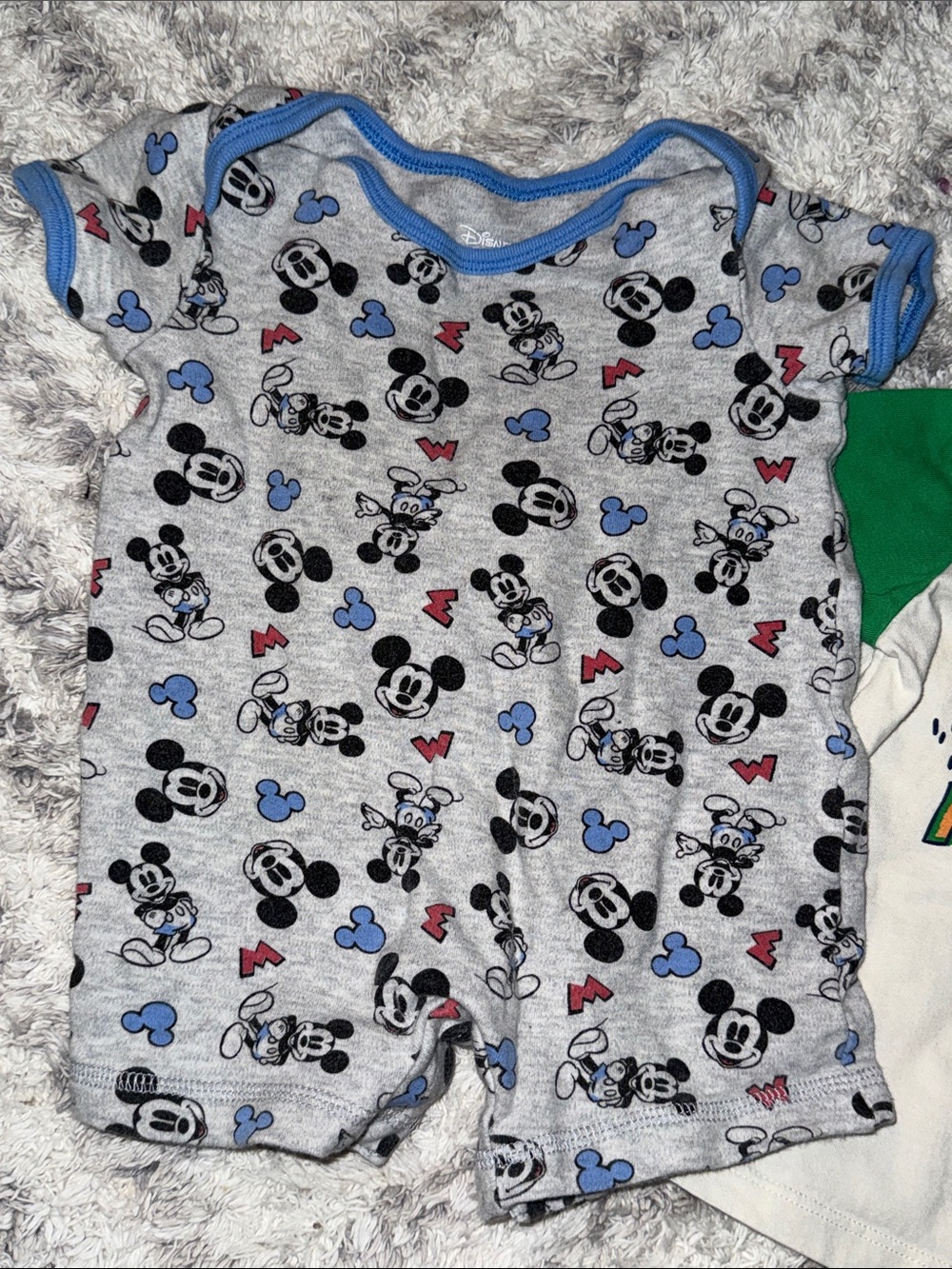 3-6m vintage Disney Mickey Mouse Baby t-shirt Jumper x2 Blue, Teal & White - Picture 2 of 7